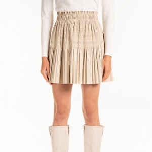 NEW 7 for all Mankind Faux Leather Pleated Academia Skirt Size XS